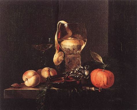 Still Life With Silver Bowl Glasses And Fruit 1658