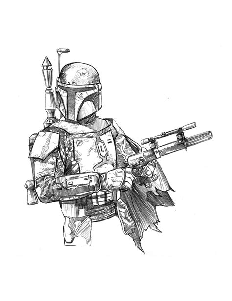 Boba Fett Sketch Art Sketches Art Drawings Girls Manga Star Coloring Pages Star Wars