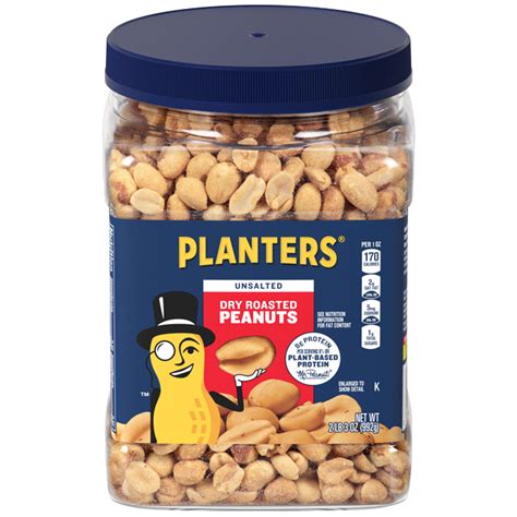 Planters Unsalted Dry Roasted Peanuts 35 Oz Jar Planters Brand