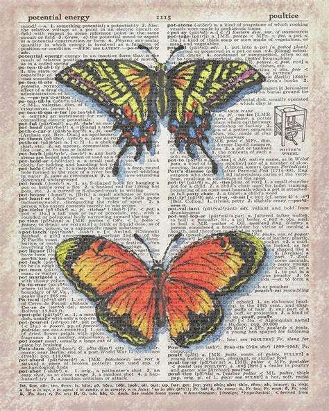 Potential Energy Of Butterfly Effect Dictionary Page Art Iv Painting By