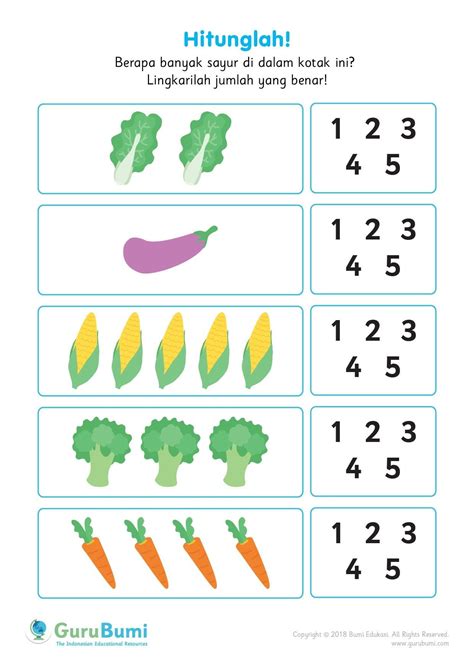 Lembar Kerja Latihan Soal Anak Tk B - Guru Paud Preschool Counting