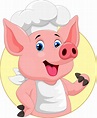 Premium Vector | Cute chef pig cartoon