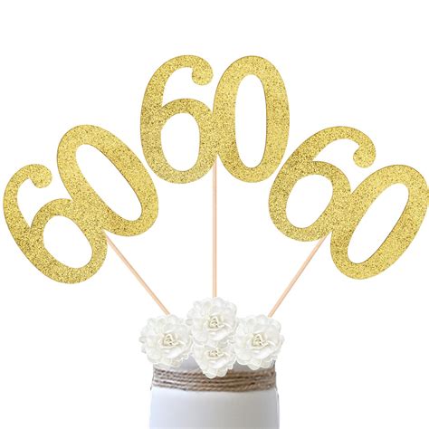 Buy 10 Pack Double Sided Glitter 60th Birthday Centerpiece Anniversary