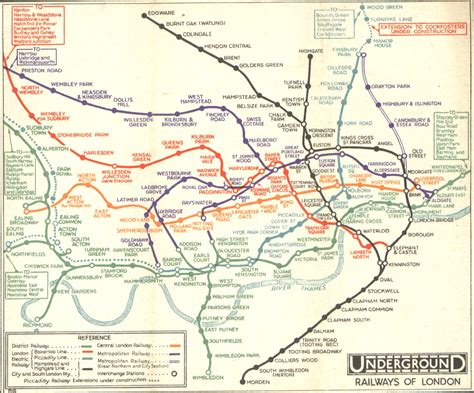 Early Map Of The Underground Railways Of London Pre Harry Becks