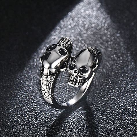 Mling Fashion Stainless Steel Ring Men Punk Gold Silver Skull Rings