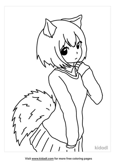 Anime Wolf Girl Coloring Pages Coloring Home