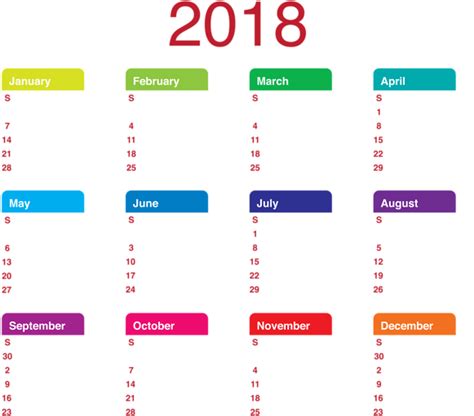 2018 Calendar 2018 Transparent Calendar Png Clipart Picture Hd Png