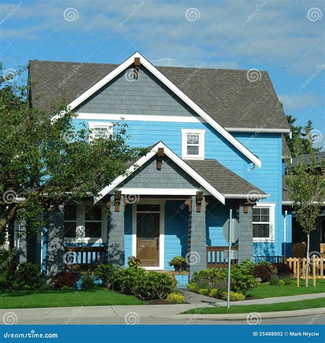 New House Home Exterior Bright Blue Stock Photography Image 25488002