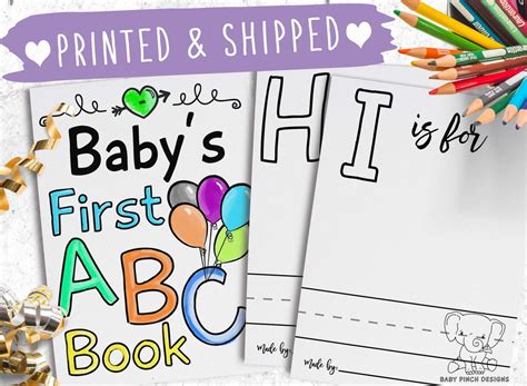 Printed Abc Blank Template Book For Baby Showers Or Birthday Etsy