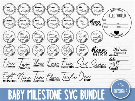 Baby Milestone Rounds Svg Baby Announcement Bundle Svg Hello Etsy