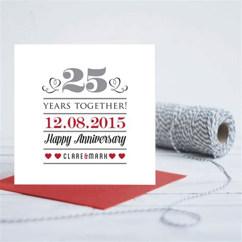 25th Wedding Anniversary Personalised Card By Quirky T Library