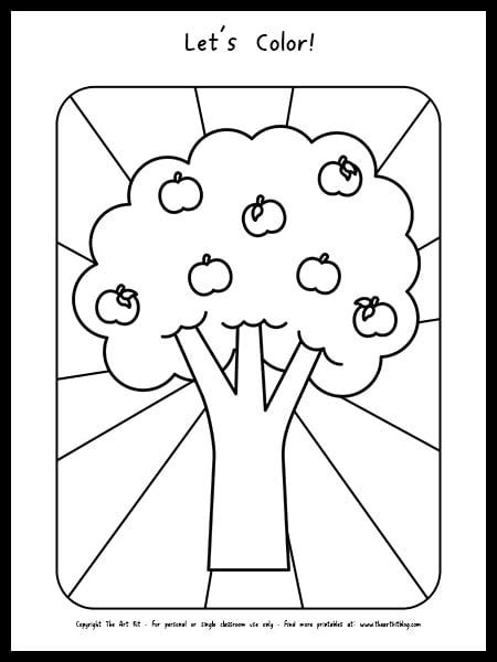 Apple Tree Coloring Page Free Printable The Art Kit