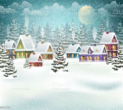 Christmas Winter Village Stock Illustration Download Image Now