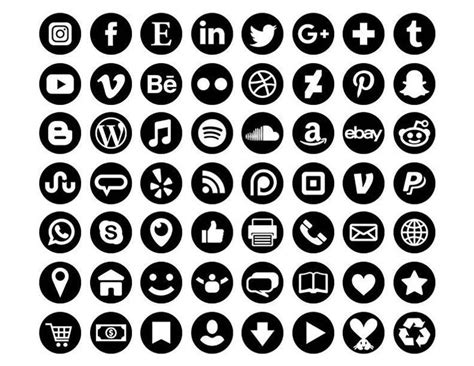 Black Social Media Icons Set Png Svg Vector Transparent Etsy Black