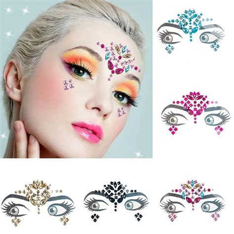 5 styles adhesive sticky gems sticker makeup face boob jewel crystal festival gems party makeup