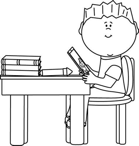 Boy Studying Clipart Black And White Clipground