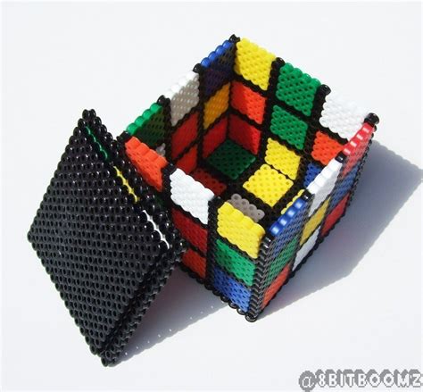 8bit Pixel Rubix Cube Inspired Keepsake Box 2 Sizes Perler Bead Box