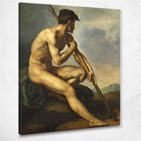 ภาพแคนวาส Théodore Géricault Naked Warrior With Spear