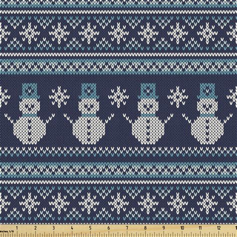 Nordic Fabric By The Yard Snowman Pattern Geometric Angled Lines