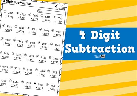 4 Digit Subtraction Teacher Resources And Classroom Games Teach This