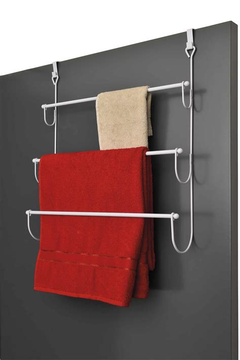 This towel rack, more than holding your towels, it organizes them at a convenient location. Evideco Over the Door Towel Rack Organizer 3 Bars Metal White