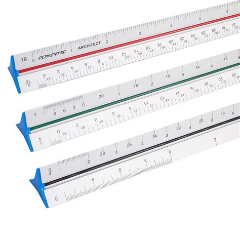 Powertec 80014 12 Triangular Architect Scale With Color Coded Grooves