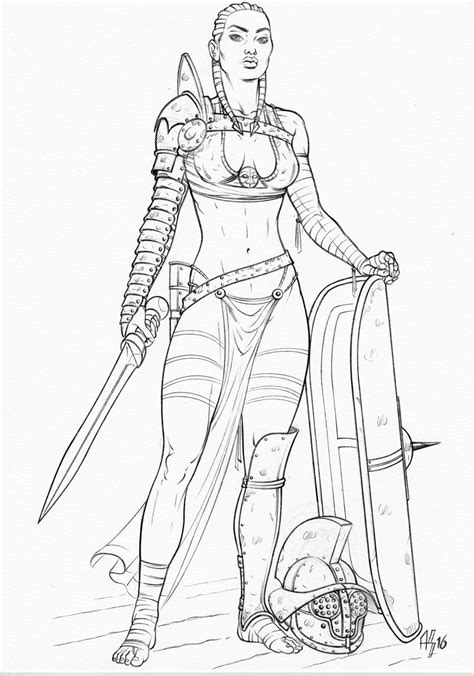 gladiatrix murmillo comic art girls warrior drawing fantasy character design