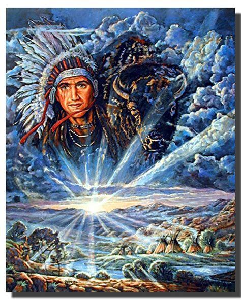 Indian Chief And Tepees Native American Poster Native American Posters