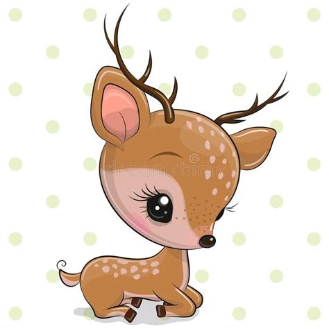 Cartoon Deer Isolated On A White Background Cute Cartoon Deer Isolated