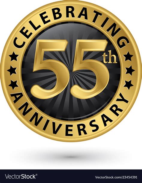 Celebrating 55th Anniversary Gold Label Royalty Free Vector