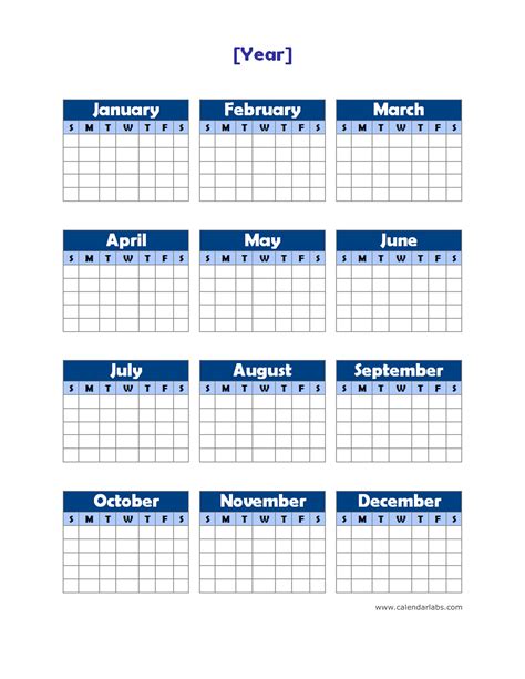 Printable Full Year Calendar Calendar Templates Izeakcom Blank Calendar Template Word