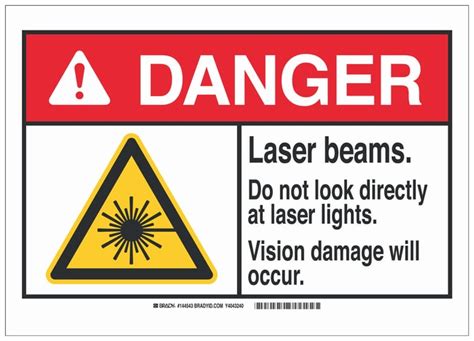 Brady Aluminum Ansi Danger Sign Laser Beams Do Not Look Directly At