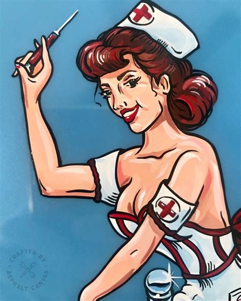 Nurse Pin Up Custom Art Feature Asphalt Canvas Custom Art