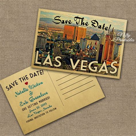 Las Vegas Save The Date Postcards Vintage Travel Vegas Save