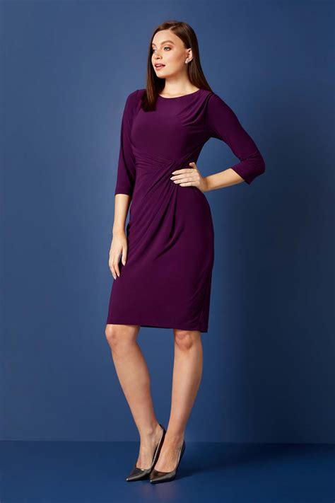 Sleeve Twist Waist Dress In Purple Roman Originals Uk