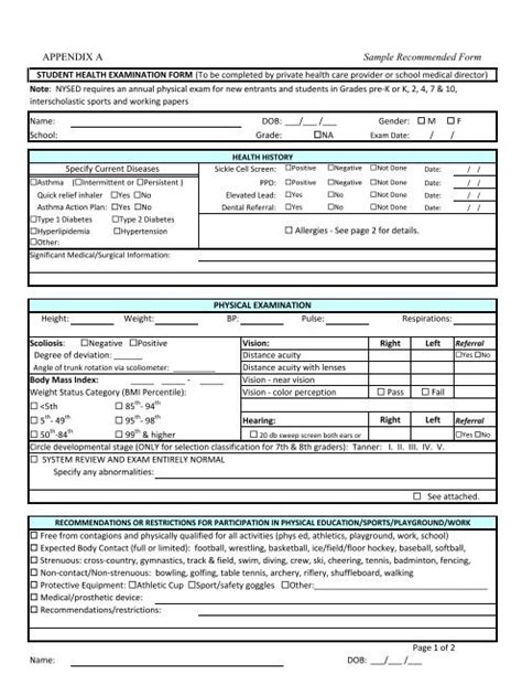 History And Physical Examination Sample Pdf Template