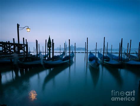 Row Of Gondolas At Sunrise Venice Italy Photograph By Matteo Colombo