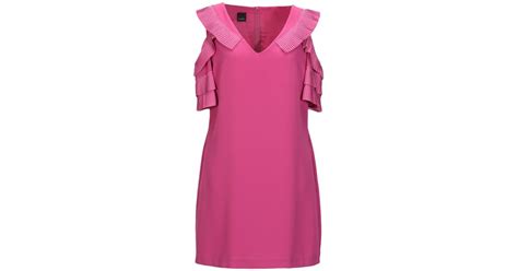 Pinko Synthetic Short Dress In Fuchsia Pink Lyst