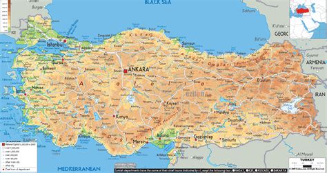 Physical Map Of Turkey Ezilon Maps