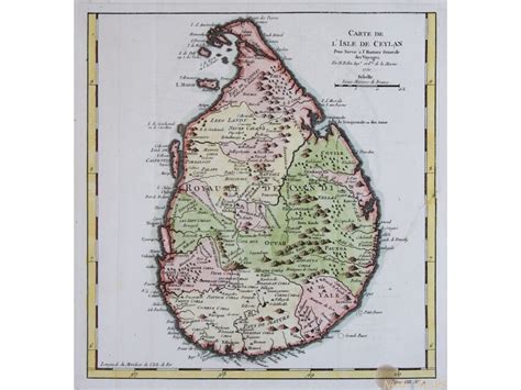 Sri Lanka Ceylan Old Map Kingdom Kandy Bellin 1750 Mapandmaps