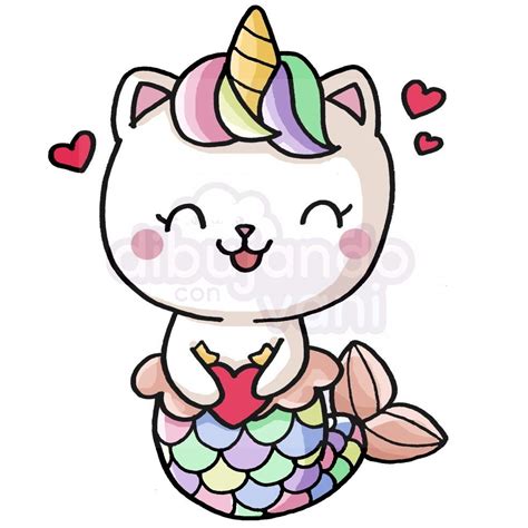 Gato Unicornio Para Colorear En Estilo Kawaii Dibujando Con Vani