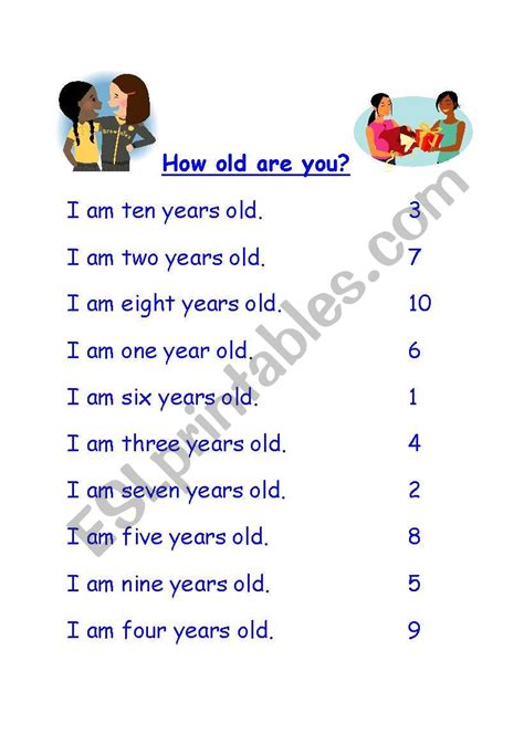 How Old Are You Esl Worksheet By Maayyaa