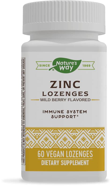 Natures Way Zinc Lozenge With Echinacea And Vitamin C Wild Berry Flavor 60 Lozenges 60 Count