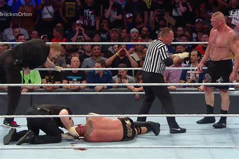 Wwe Summerslam 2016 Results Brock Lesnar Makes Randy Orton Bleed His