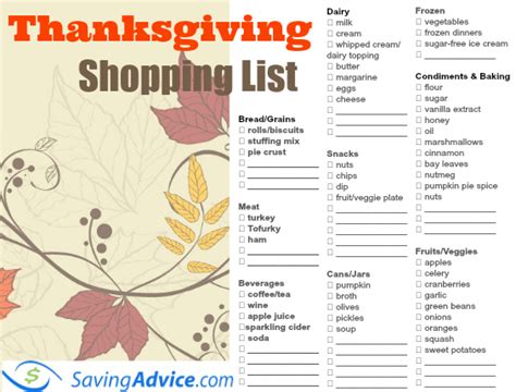 · for every thanksgiving dinner purchased, one meal will be donated to the greater chicago food depository. Thanksgiving Dinner Printable Shopping List - SavingAdvice.com Blog