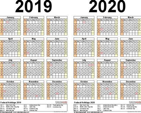 2019 2020 Calendar Printable Free Printable Calendar Monthly