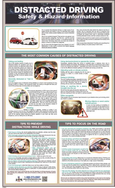 distracted driving safety poster osha safety poster for workplace