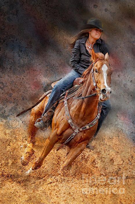 Cowgirl With A Cross Necklace Riding On Her Fast Running Horse Western