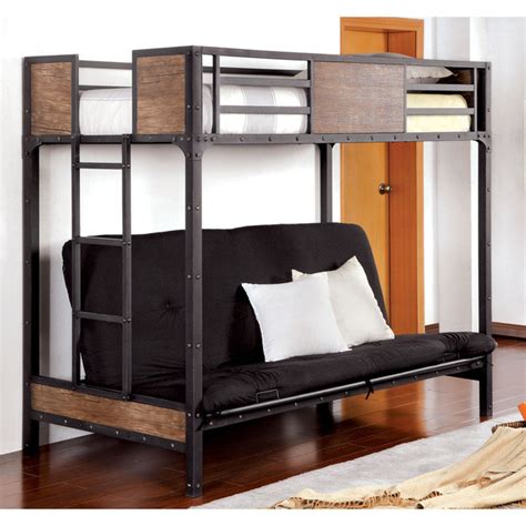 Industrial Style Metal Futon Bunk Bed