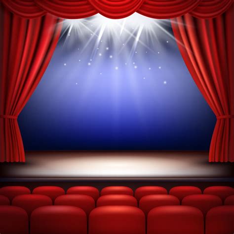 Theater Stage Festive Background Audience Movie Opera Light With Red